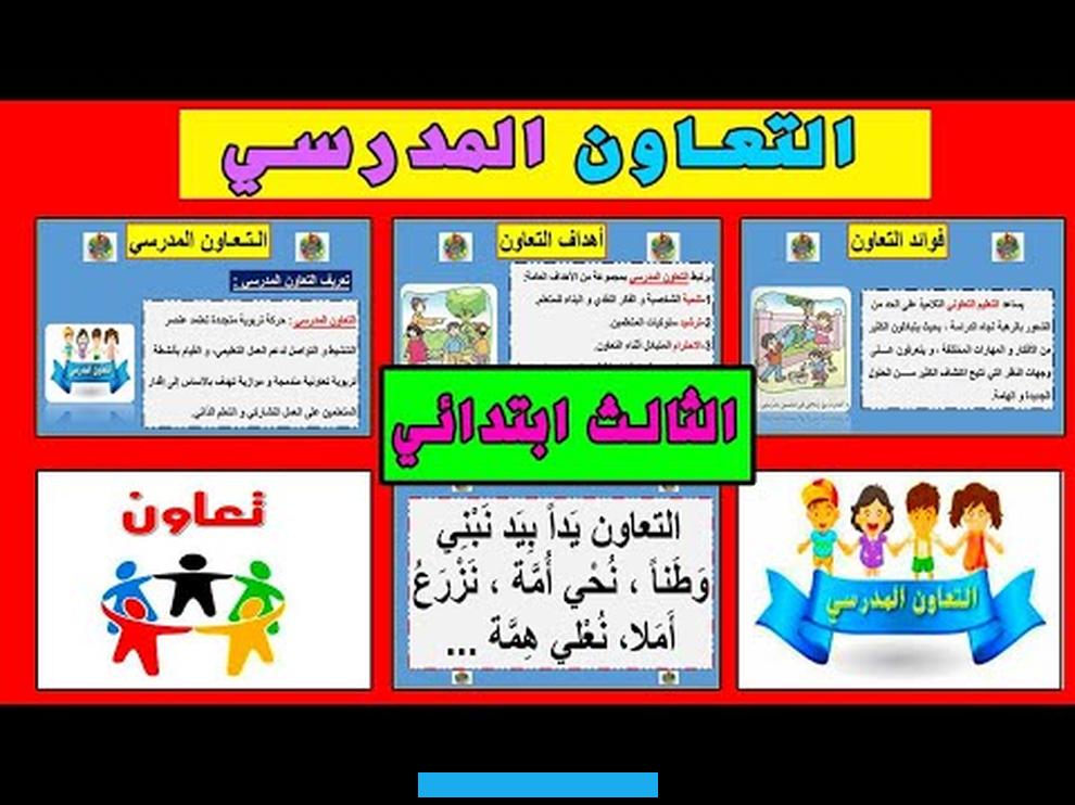 جعل التعاون بين مجموعات الطلبة كجزء من تقييم المدرس٣.٦ المحافظة على المجموعات المتنوعة بين الطلبة٣.٧ استخدام التكنولوجيا. يجعل التعاون المدرسي أسهل٣.٨ التركيز على محاولة حل الخلافات بين الطلبة أثناء التعاون المدرسي٣.٩ توزيع الأدوار في. المجموعة٤المراجعتعريف مفهوم التعاون المدرسييتم تعريف مفهوم التعاون المدرسي على أنه عملية وأسلوب يتيح للطلبة التشارك. والتبادل في تنمية واكتساب مهارات التواصلواتخاذ القرارات.